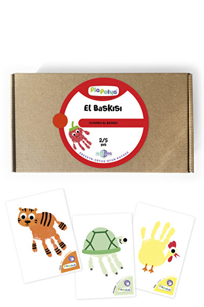 piapolya Oyun Kutum El Baskısı | 6 Renk Parmak Boya | Boya Önlüğü | Zarf | Et...