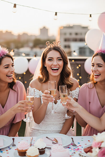 Deniz Party Store تاج العروس البلاستيكي باللون الذهبي الوردي، قطعة واحدة