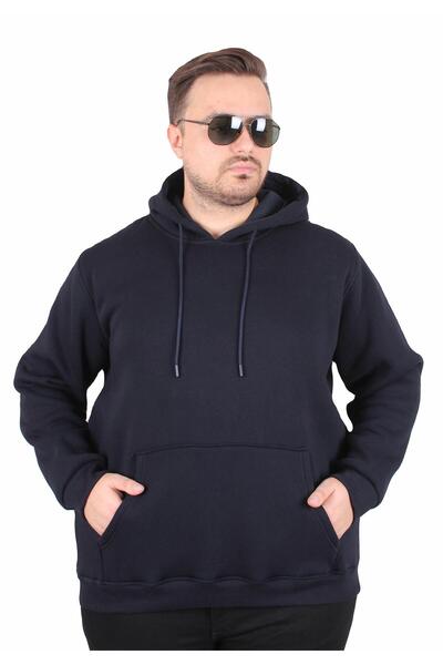 MocGrande Large Size Men's Basic Sweat Hoodie 11700 Navy Blue