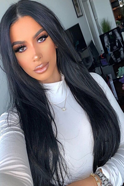 CAŞ DEKORASYON Isıya Dayanıklı Yarımay Çıt Çıt Saç - HT1 - Siyah-60 Cm -Düz- ...