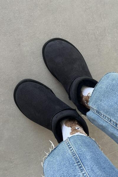 STRASWANS Asia Жіночі пухнасті черевики на товстій підошві з замші, чорні