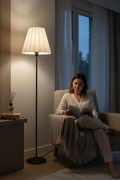 DREAM MODE Modern Şık İskandinav Tarz Lambader – Metal Ayaklı Salon Oturma Odası ve Yatak Odası Aydınlatma