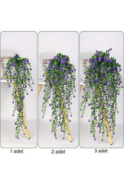 UV Asma Tipi Askı Tipi Mor Yapay Simüle Çiçek Sarkıt Üçlü Dekoratif Ev Paketi