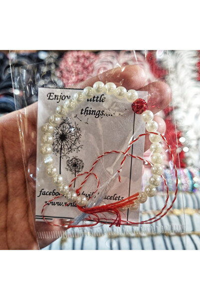 Wild Bracelets Elastic Martisor Bracelet with Red Shamballa Bead