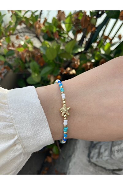 Anetta Jewelry Deniz yıldızı mavi boncuklu tasarım kadın bileklik