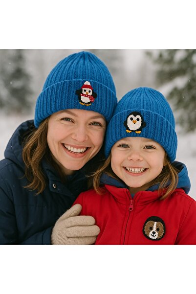 byebruketenci blue wool beret penguin red scarf with punch luxury