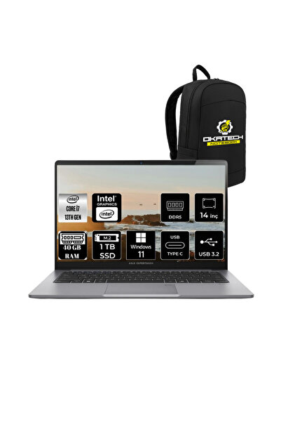 ASUS EXPERTBOOK P1 INTEL CORE İ7 13620H 40GB 1 TB SSD 14" FHD W11PRO DİZÜSTÜ ...