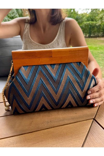 JOPHIEL ATELIER Bahram Petite - Chain, Wooden Fabric Bag, Clutch, Handbag, Shoulder Bag