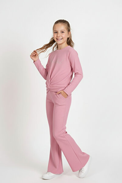 zepkids Girl's - Dried Rose Color Crew Neck Long Sleeve Trousers Set
