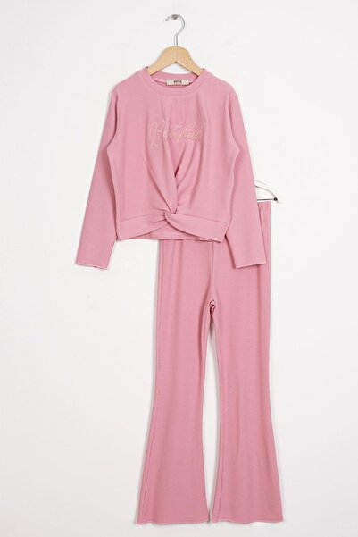 zepkids Girl's - Dried Rose Color Crew Neck Long Sleeve Trousers Set