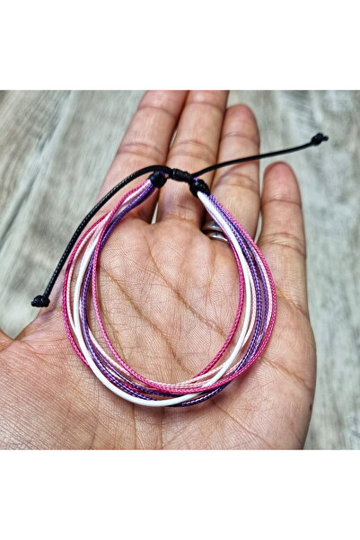 Wild Bracelets Adjustable bracelet made of several waxed cords, pink by
