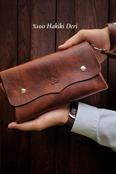 Rumi Deri %100 Hakiki Deri El Çantası El Askılı Portföy & Clutch Çanta Erkek ...