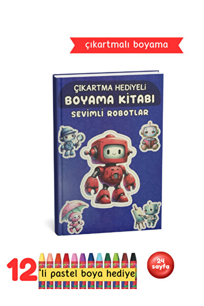 Pembe Yayınevi Çıkartmalı Boyama Kitabı Seti - Robot Boyama Kitabı