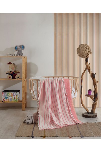 Medaillon Home Pink 100% Cotton 4 Layer Muslin Baby Blanket & Children's Muslin Blanket