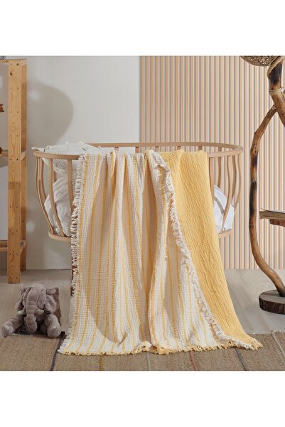 Medaillon Home بطانية أطفال موسلين 4 طبقات من القطن بنسبة 100% باللون الأصفر ...