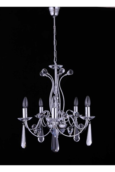 yıldırımavize Nova 5 Li Modern Kristal Taşlı Krom Avize (TAM MONTAJLIDIR.)