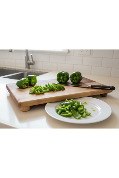 Mobika Home CEVİZ DİKDÖRTGEN AYAKLI KESME VE SUNUM TAHTASI