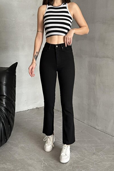 XRAY JEANS Pantaloni largi de damă, spaniole, negri, cu picioare largi