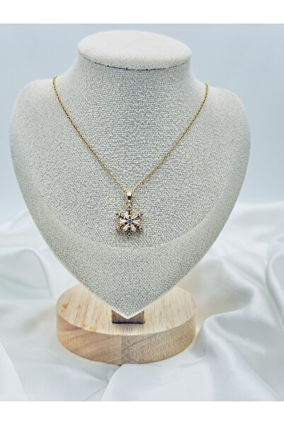 Snartun قلادة من الفولاذ المقاوم للصدأ مرصعة بحجر الزركون الذهبي مع تفاصيل ند...