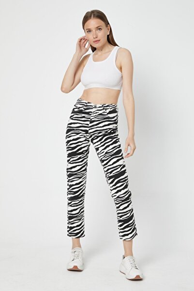 XRAY JEANS Pantaloni Mom Fit pentru damă cu talie înaltă cu imprimeu zebră