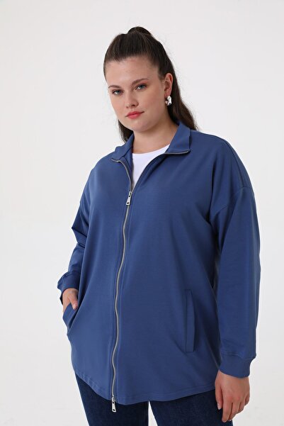 ALİA Büyük Beden Kısa Örme Ceket -Lacivert- Alia