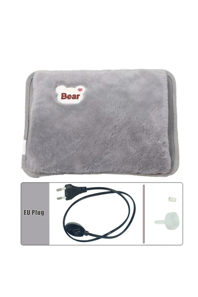 Choice gray EU Plug Hand Warmer Electric Hot Water Bag Winter Soft Plush Charging Hot Water Bottle Recharge
