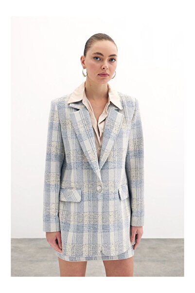 moschic Desenli Ceket Mavi astarli