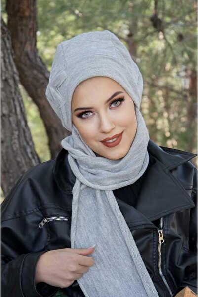 Aişe tesettür Gray Bow Hijab Beanie