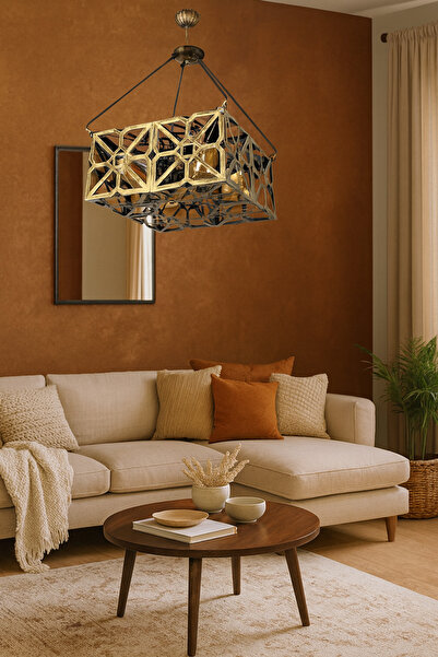 VENON Alperim Güven Avize Alkız 4 Lü Kasa Siyah Sarı Avize 0051408