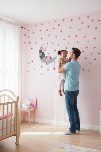 KT Decor Soba devojčice sa Mickey Mouseom - Set od 100 zidnih naljepnica