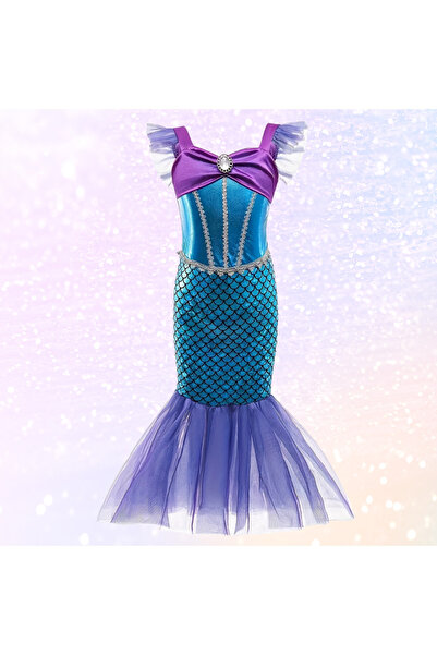 darko Mavi Mor Kız Çocuk Deniz Kızı Tütü Parlak Konsept Elbise Askılı Denizkı...
