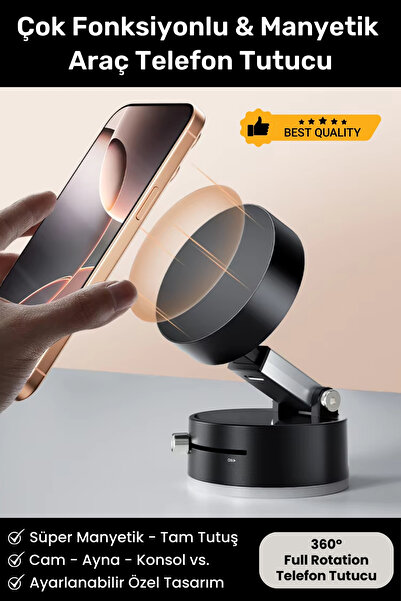Noriyen Premium Seri 360 Derece Rotasyon Güçlü Manyetik Vakumlu Ayna Cam Kons...