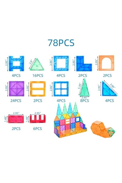 LIXADA 78-Piece Magnetic Building Blocks for Toddlers & Kids