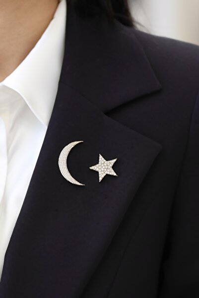 Fatma yaşar.tr Altın Kaplama Gold Ayyıldız Broş