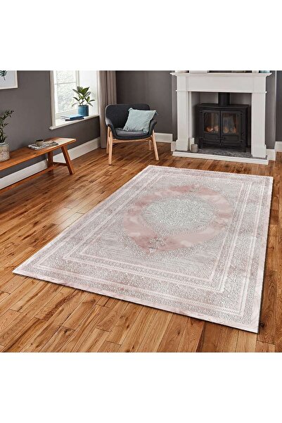 Sermod 10069-süngerli Pembe Zemin Kaymaz Süngerli Halı Örtüsü