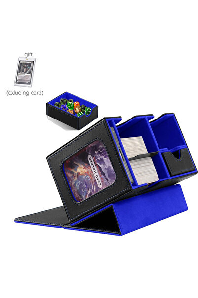 Choice حافظة بطاقات التداول DEEP BLUE ذات الغطاء المغناطيسي الجلدي وصندوق تخزين البطاقات مع واقيات البطاقات السحرية