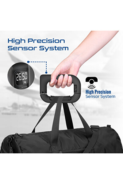 Promate ميزان سفر بشاشة LCD وإضاءة خلفية، سعة قصوى 50 كجم، تصميم محمول خفيف الوزن