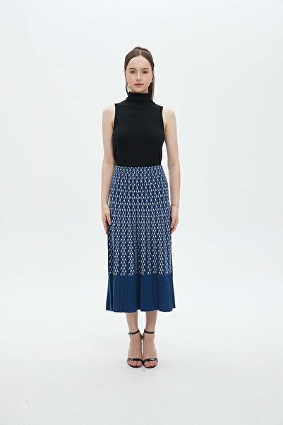 mica Black and White Printed Midi Skirt