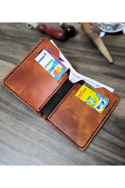 08dericraft محفظة مصنوعة يدويًا من الجلد الطبيعي الفاخر