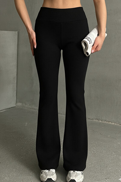 Oyga Μαύρο ψηλόμεσο χειμωνιάτικο κολάν - ισπανικό πόδι, ελαστικό