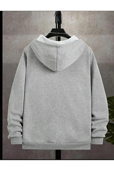 SELENA BUTİK Υπερμεγέθη Unisex Ζακέτα με φερμουάρ σε γκρι χρώμα