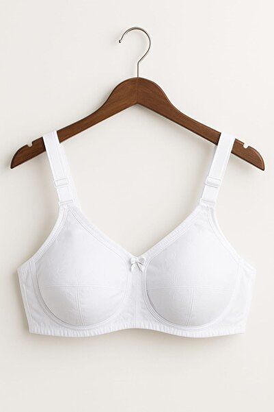 enmodaiçgiyim Бюстгальтер для великих розмірів, без кісточок, без балеток, з візерунком – білий