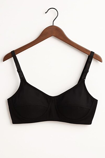 enmodaiçgiyim Чорний бюстгальтер без кісточок і банечок з бавовняної трикотажної тканини – ідеальний для комфортного та природного щоденного використання.