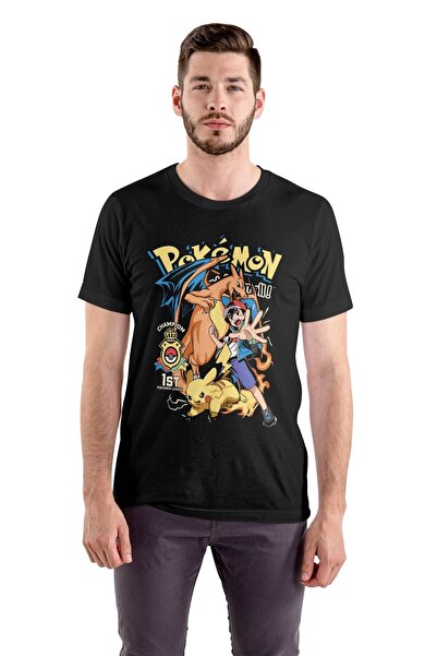 Texclusive تي شيرت بوكيمون آش كيتشوم بيكاتشو تي شيرت تي شيرت تشاريزارد للجنسين