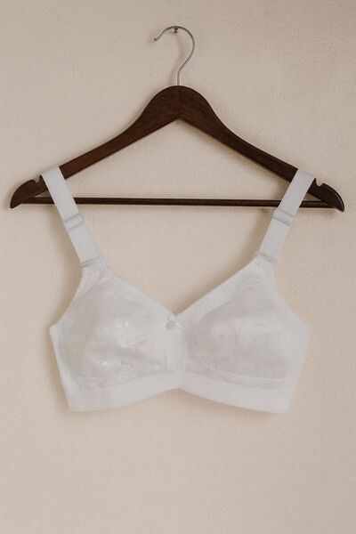 enmodaiçgiyim Білий бюстгальтер великого розміру з візерунком, без кісточок і банел, C Cup – дихаючий, зручний нижня білизна