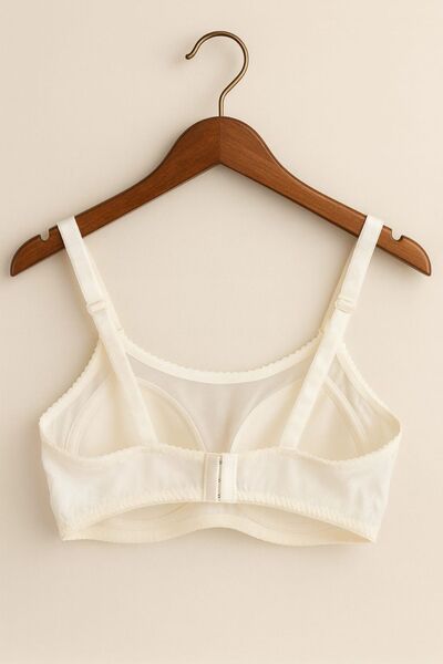 enmodaiçgiyim Білий бюстгальтер великого розміру з тюлевими деталями, без кісточок, без банел, чашка C. Зручна та стильна білизна.