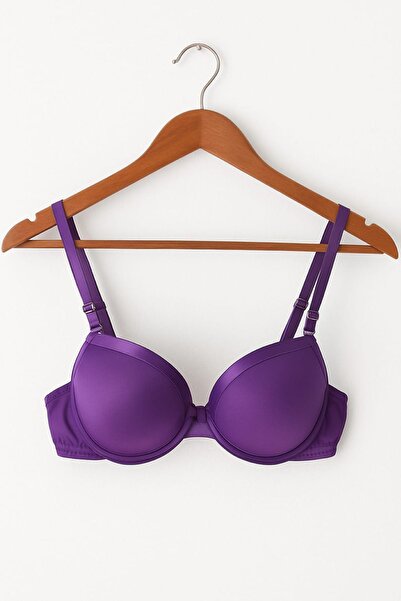 enmodaiçgiyim Бюстгальтер з фіолетовим атласним декором | Зручна та стильна модель з підтримкою