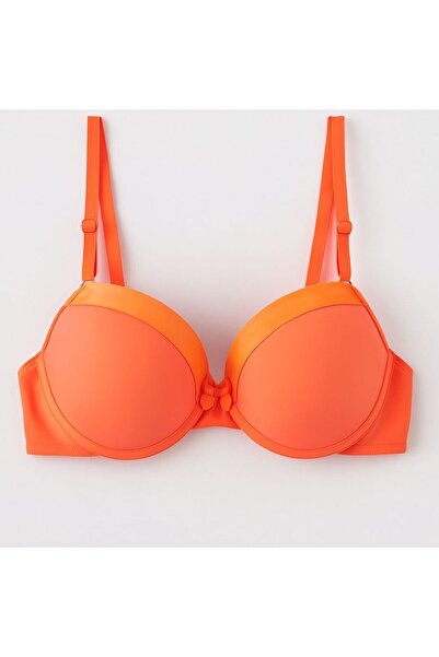 enmodaiçgiyim Підтримуючий неоновий помаранчевий атласний бюстгальтер з бією для жінок