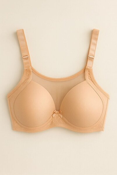 enmodaiçgiyim Ten Sutien fără suport din tul, mărime mare, cu detaliu, cupă C Lenjerie de corp confortabilă și elegantă