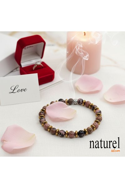 Naturel Tılsım سوار رودونيت أصلي من الحجر الطبيعي مقاس 6 مم للجنسين